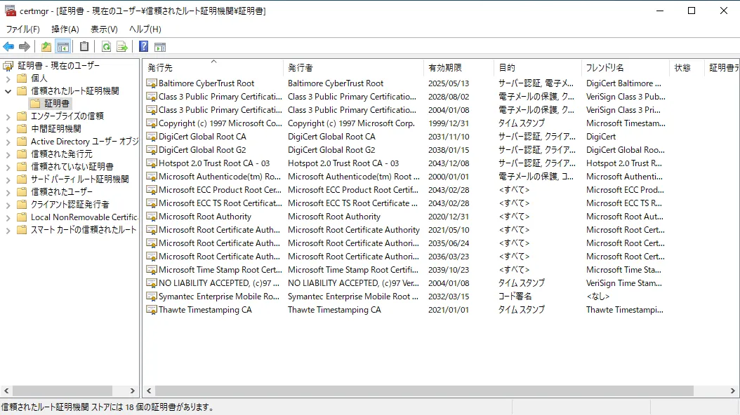 証明書ストア