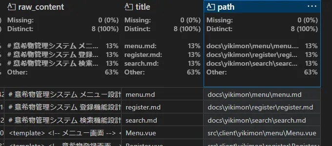 ファイルパスをカラムに追加