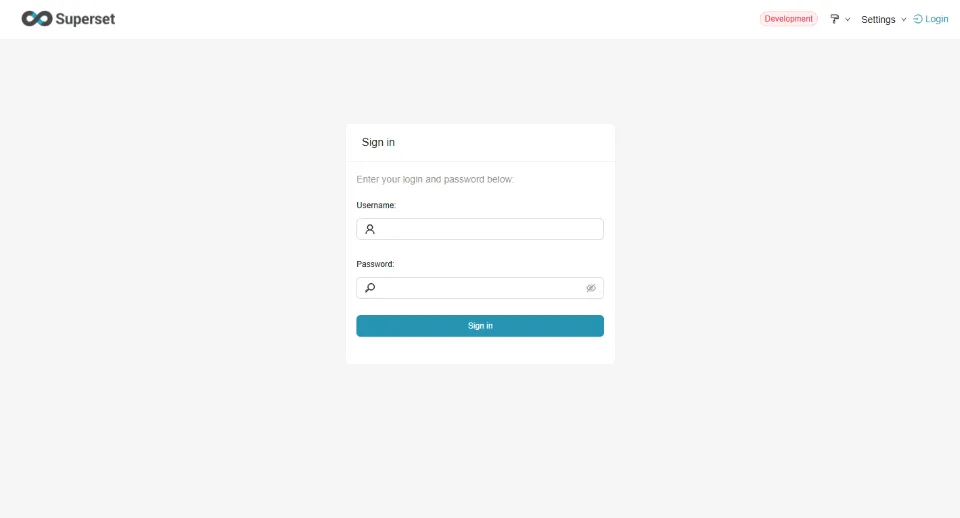 Superset ログイン画面